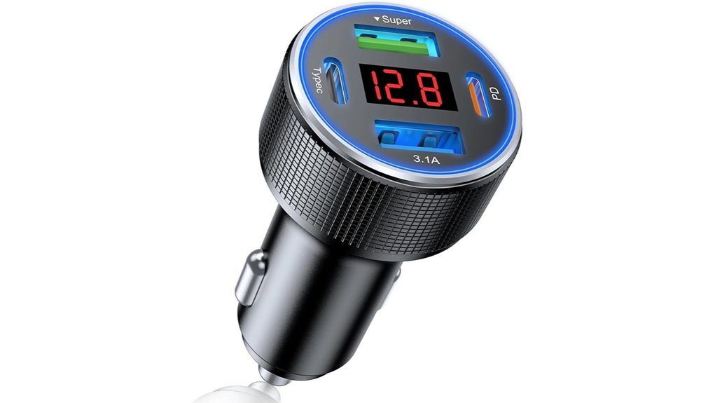 usb c car charger with voltmeter