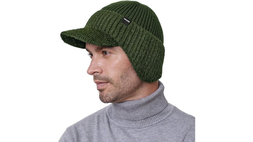 winter beanie with visor and ear flaps