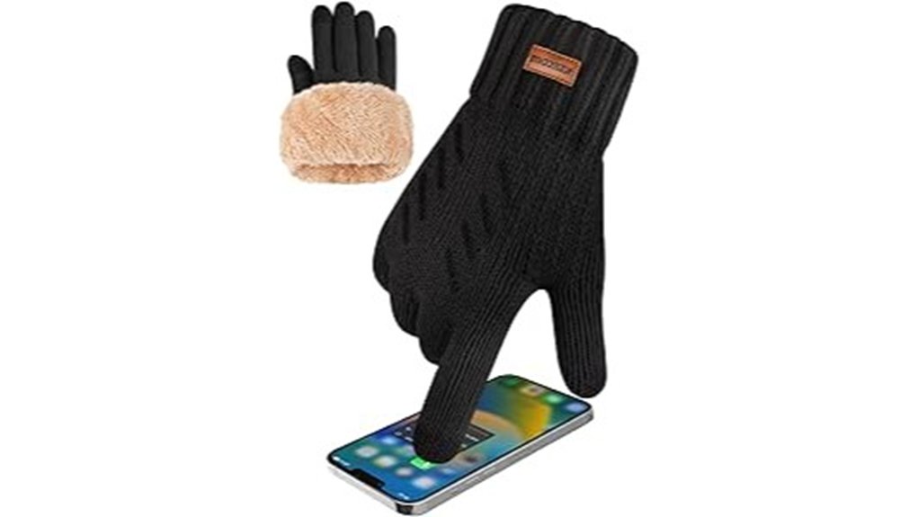 winter knit gloves with fleece lining