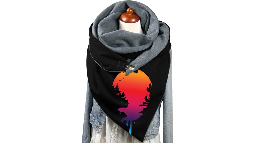 winter warm flower print scarf